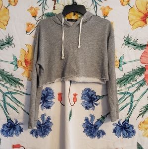 Grey Marl Cropped Hoodie